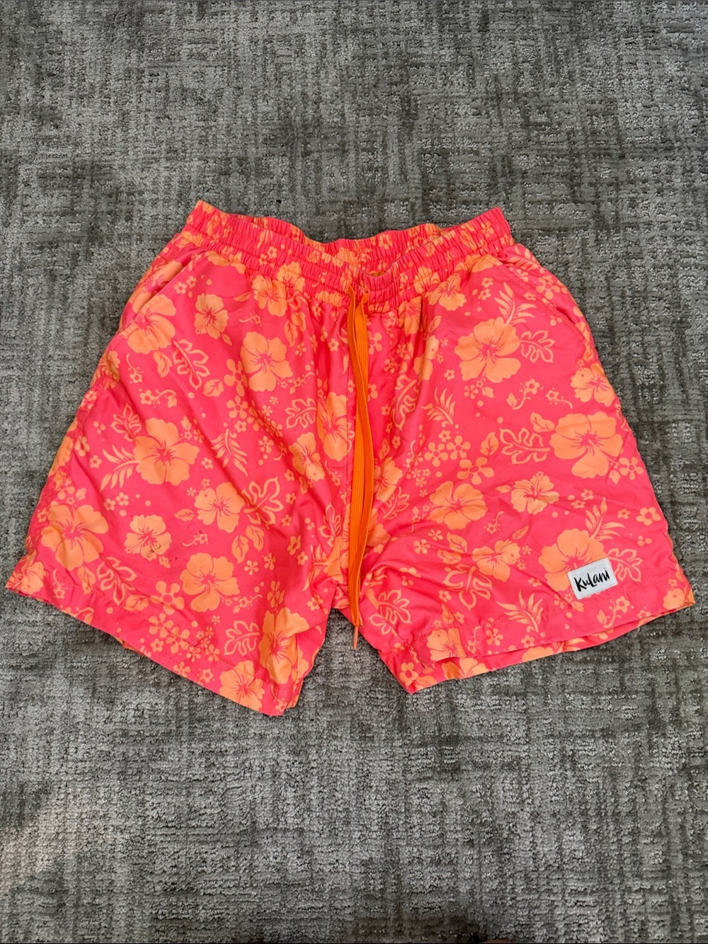Kulani Kinis Pink and Orange Floral Swim Trunks